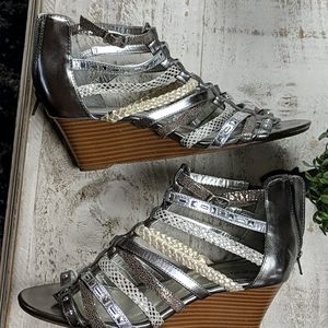 Silver sandal wedges
